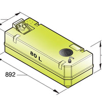 VETUS plastic drinking water tank, 80lt, including connections and inspection Lid (WTANK80C)