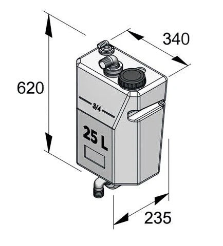 VETUS Bulkhead mounted waste water tank, 25lt
