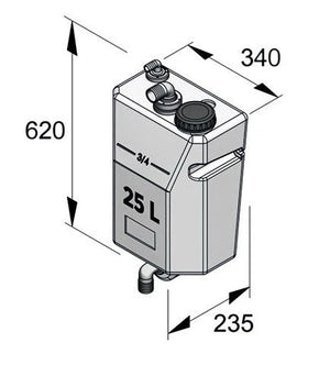 VETUS Bulkhead mounted waste water tank, 25lt
