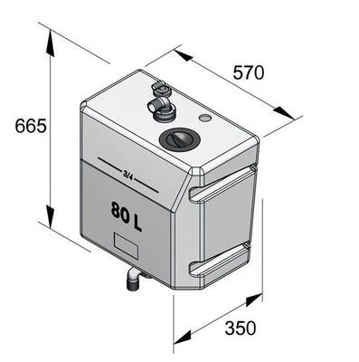 VETUS Bulkhead mounted waste water tank, 80lt