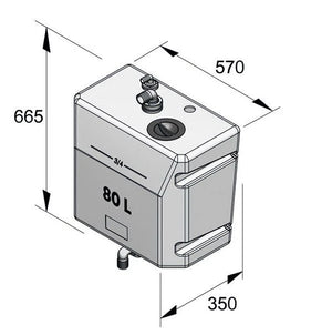 VETUS Bulkhead mounted waste water tank, 80lt