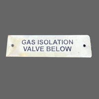 AG Nameplate 'Gas Isolation Valve Below' BRASS COLOURED PLATE