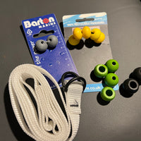 Pack of 13  ball stoppers for rope or shock cord & 2 M WEBBING STRAP