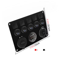 5 Gang Switch Panel with LED indication and rocker switches 12v/24v