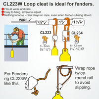 Clamcleat CL223 Loop Cleat for ropes 3-6mm