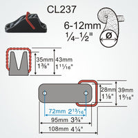 Clamcleat CL237 - Vertical with Spring Gate for ropes 6-12mm