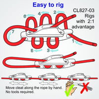 Clamcleat CL827-03 - Aero Base with Nylon CL203 Cleat for ropes 4-6mm
