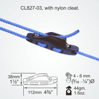 Clamcleat CL827-03 - Aero Base with Nylon CL203 Cleat for ropes 4-6mm
