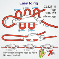 Clamcleat CL827-11 - Aero Base with Mk1 Racing Junior for ropes 4-6mm