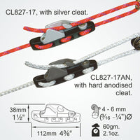Clamcleat CL827-17 - Aero Base with Side Entry Cleat (Starboard) for ropes 4-6mm