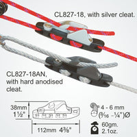 Clamcleat CL827-18 - Aero Base with Side Entry Cleat (Port) for ropes 4-6mm