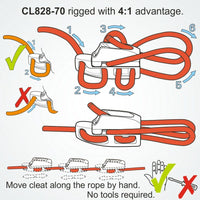 Clamcleat CL828-70 - Alloy Micros Aero Cleats for ropes 3-4mm