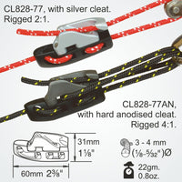 Clamcleat CL828-77 - Side-Entry Alloy Micro Aero Cleat for ropes 3-4mm