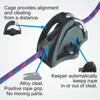 Clamcleat CL830CKC - Side-Mount Cage with CL211 Mk2 Junior & CL815 Keeper for ropes 3-6mm