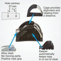 Clamcleat CL832CKC - In-Line CL817 Cage with CL211 Mk2 Junior & CL815 Keeper for ropes 3-6mm