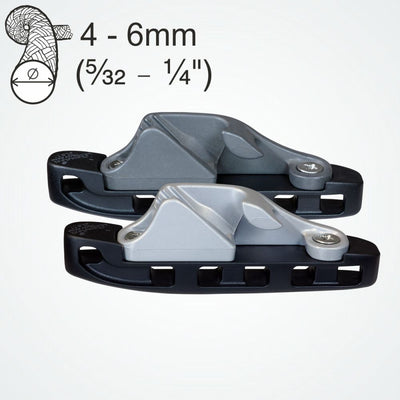 Clamcleat CL827-17 - Aero Base with Side Entry Cleat (Starboard) for ropes 4-6mm