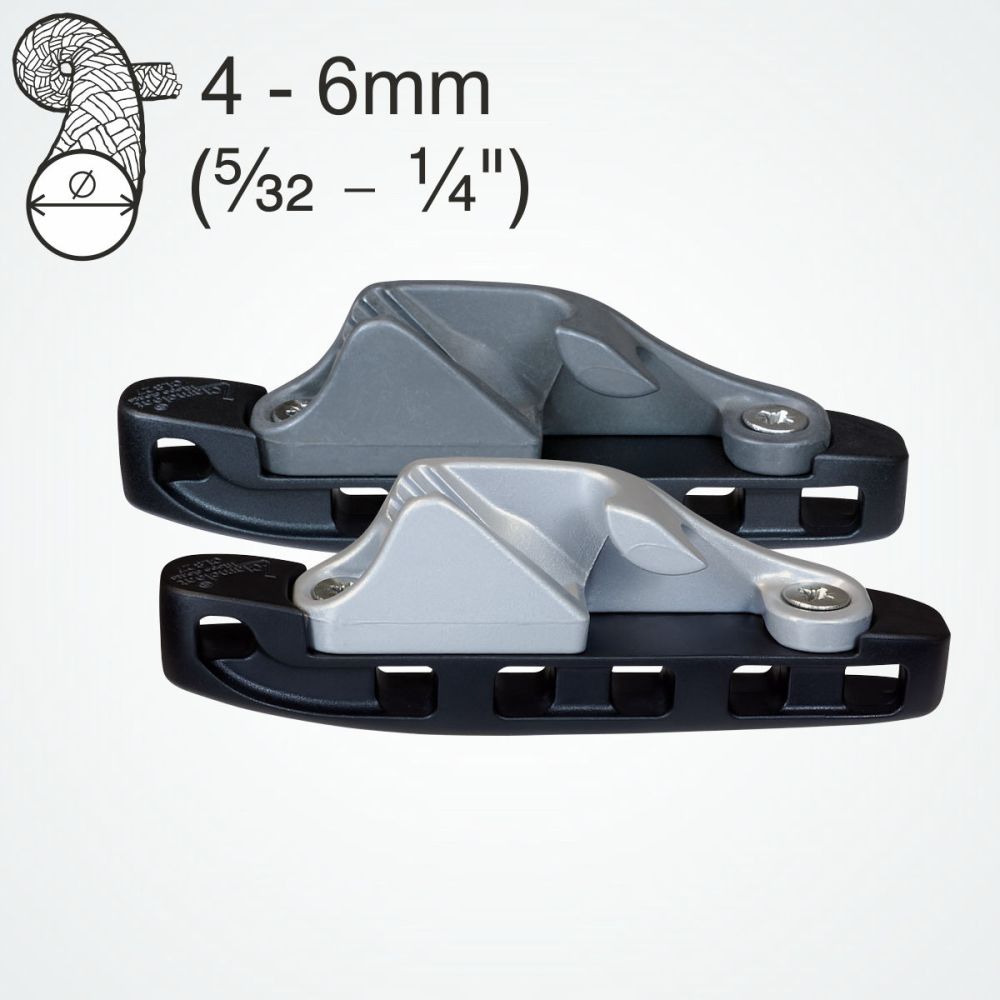Clamcleat CL827-17 - Aero Base with Side Entry Cleat (Starboard) for ropes 4-6mm
