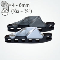 Clamcleat CL827-18 - Aero Base with Side Entry Cleat (Port) for ropes 4-6mm