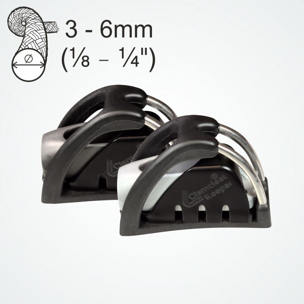 Clamcleat CL832CKC - In-Line CL817 Cage with CL211 Mk2 Junior & CL815 Keeper for ropes 3-6mm