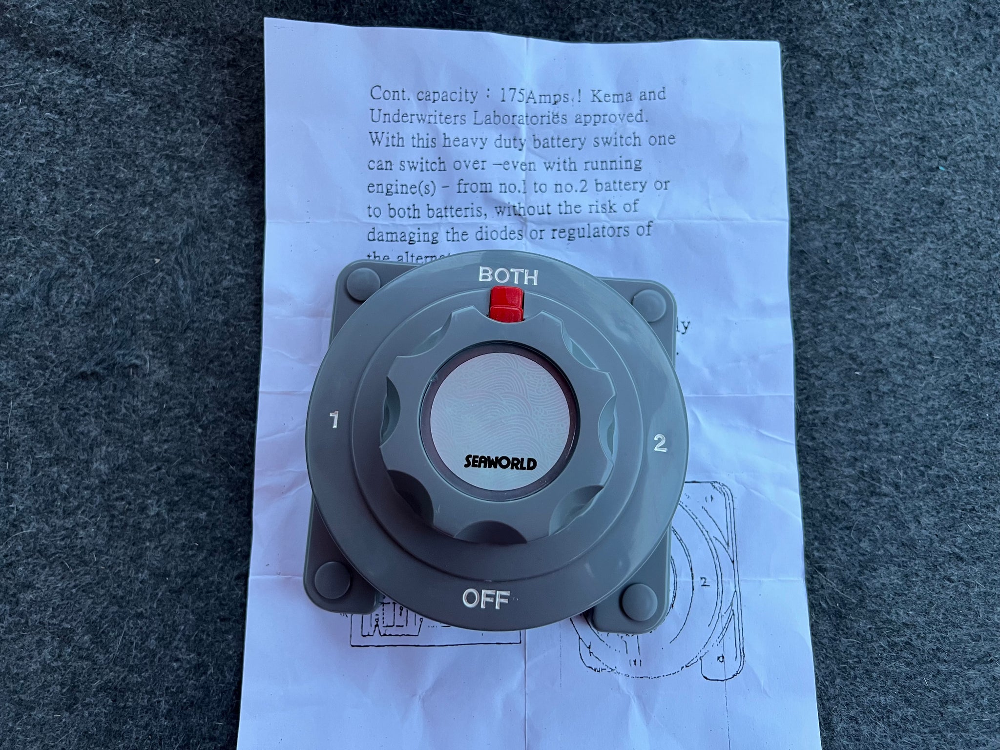 Marine Battery Switch – Rated to 300Amp - 6, 12,24, or 32V  3 position