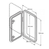 White Hatch 47 x 52cm with lock and key