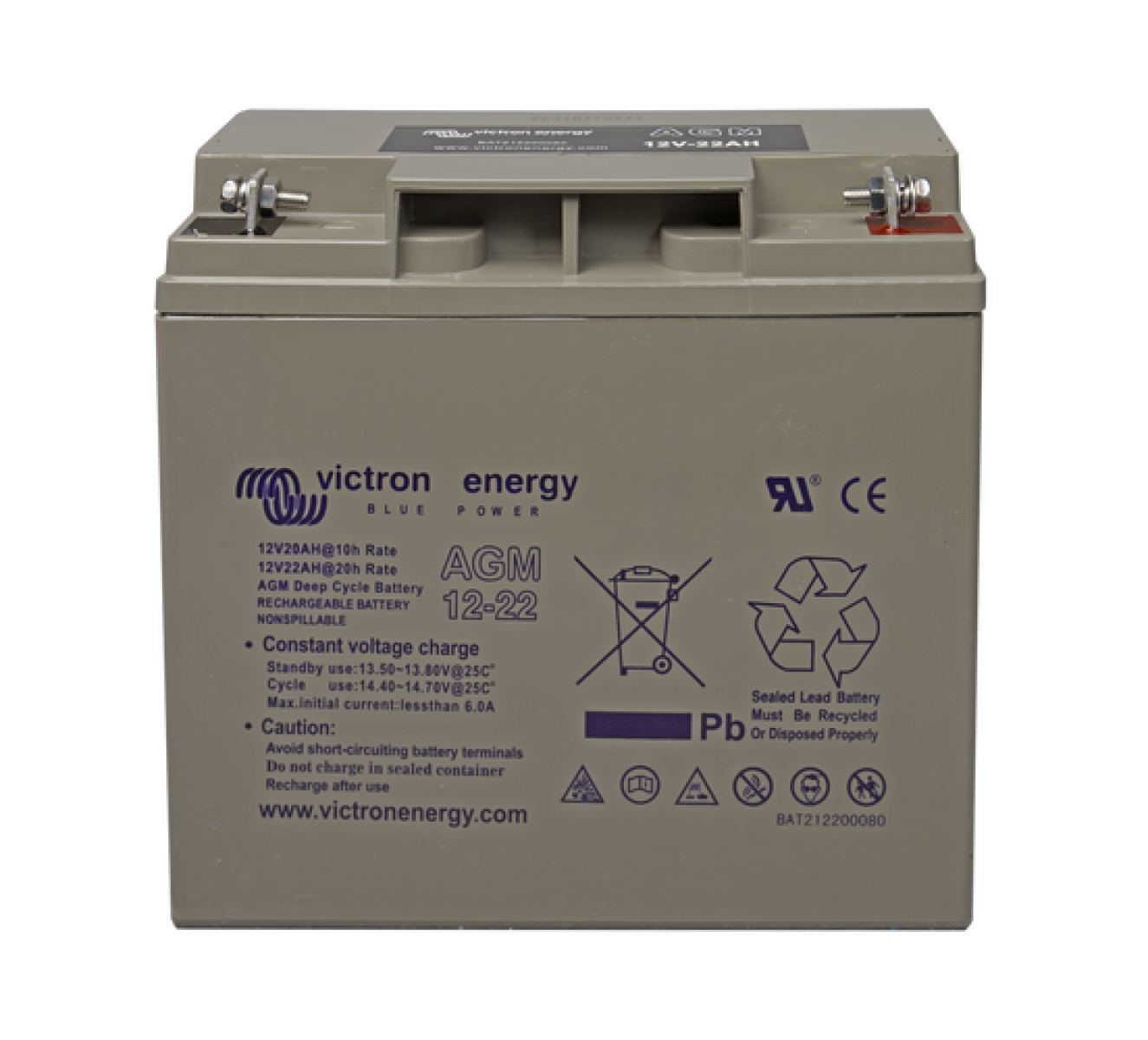 Victron 12V AGM deep cycle battery - 22 ah @ C20