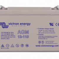 Victron 12V AGM deep cycle battery - 100 ah @ C10, 110 ah @C20