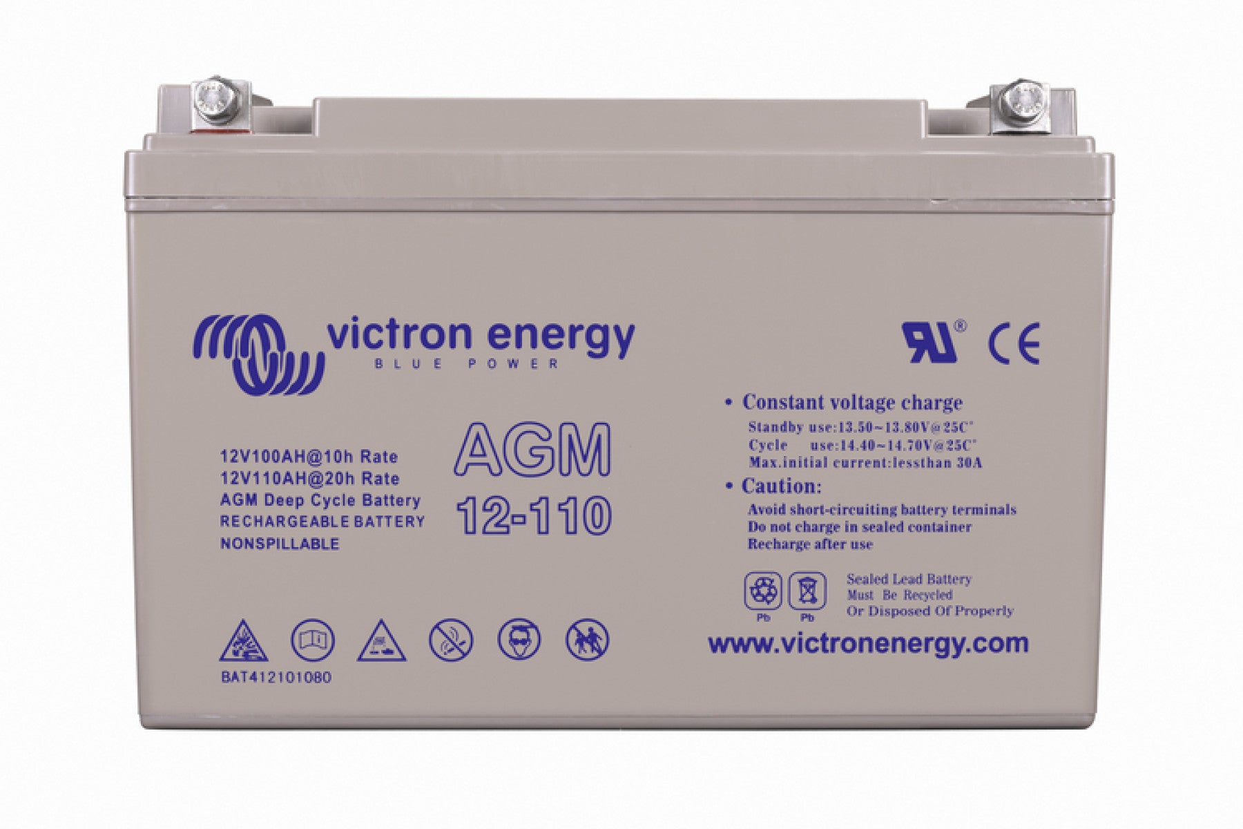 Victron 12V AGM deep cycle battery - 100 ah @ C10, 110 ah @C20
