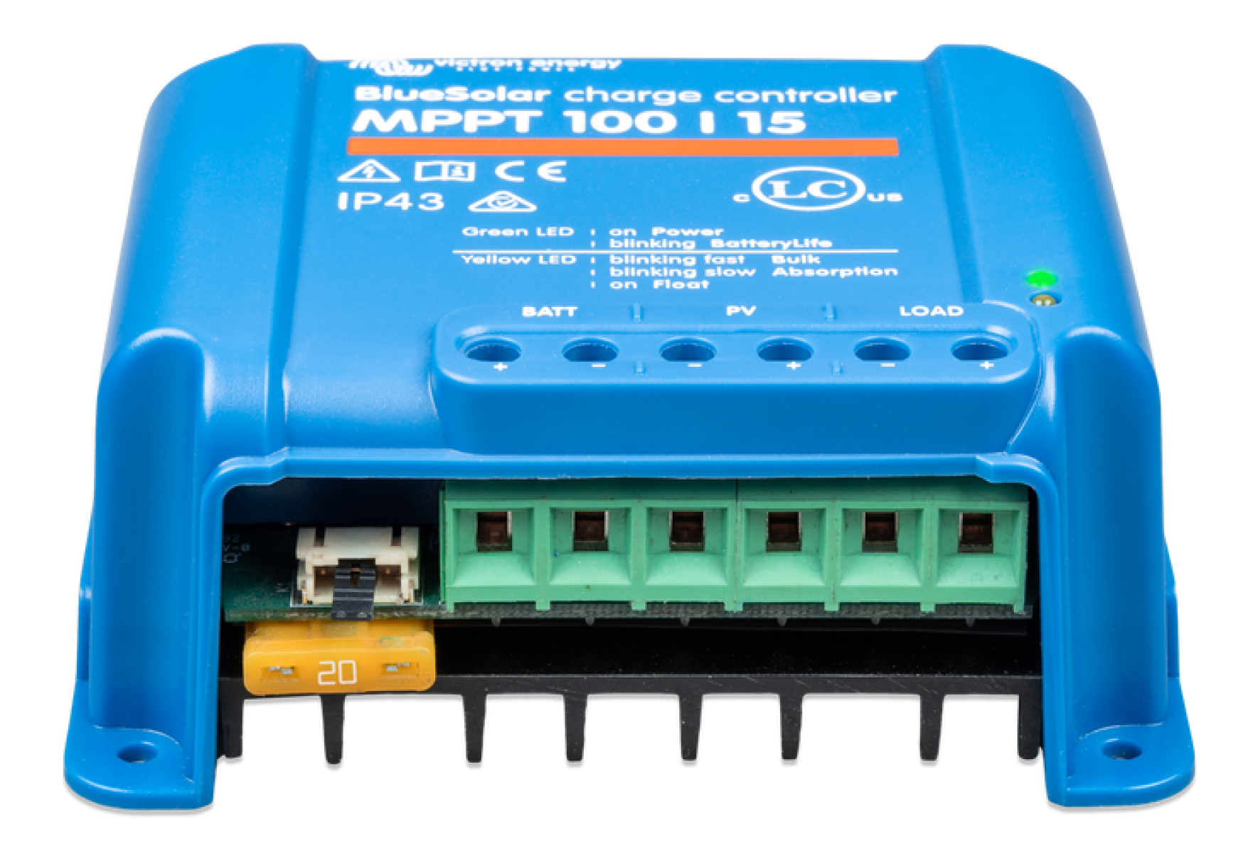 Victron BlueSolar Charge Controller - Auto Select Voltage - 12/24v 15A - MPPT-100/15