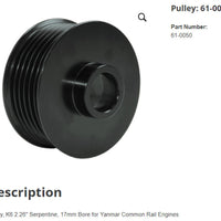 Pulley, K6 2.26" Serpentine, 17mm Bore for Yanmar Common Rail Engines