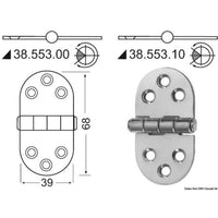 Hinge w/central pin 76x38 mm 38.553.10