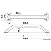 Oval pipe handrail AISI316 19x25 mm 305 mm
