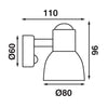 BatSystem Classic Chrome LED Reading Light dimensions schematic
