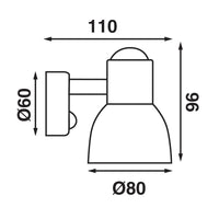 BatSystem Classic Chrome LED Reading Light dimensions schematic