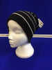 Reversible Beanie Hat Double Lined - 4 Designs in One - Black/Grey/Light Grey Stripe