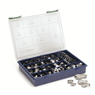 Hi-Grip SS Assorted Workshop Box Kit +76 mixed Hose Clips (12mm-50mm sizes) HGSAB2