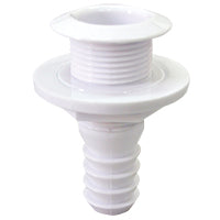 Thru-Hulls with Flush Flange and Hose Barb, White by Lalizas