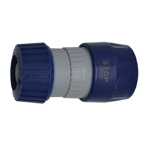 Female quick connector with hose grip and “stop” valve by Lalizas