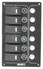 Switch Panel ''SP6 Offshore'',6waterproof switchesw/ bulb and 6 Reset fuses, Inox,12V,115x194mm,Black by Lalizas