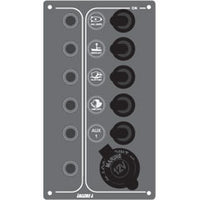 Switch Panel, 5 waterproof switches & autom. fuses, 12V by Lalizas