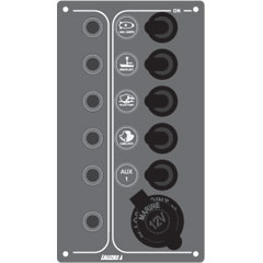 Switch Panel, 5 waterproof switches & autom. fuses, 12V by Lalizas