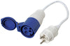 Cord Set w/ female plug 16A & Schuko Connector 16A, 220-240V, 30cm cable, blue by Lalizas