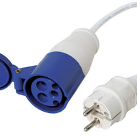 Cord Set w/ female plug 16A & Schuko Connector 16A, 220-240V, 30cm cable, blue by Lalizas