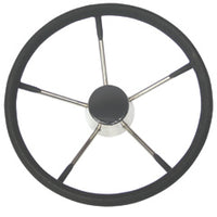 Steering wheel, stainless steel with black foam, by Lalizas