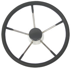 Steering wheel, stainless steel with black foam, by Lalizas