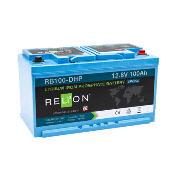 RELiON 12.8V 100Ah DIN-HP 4SC LiFePO4 Battery REL-RB100-DHP