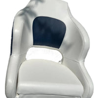 Premium Captain's Bucket Seat white/blue for Cruiser with Removable seat pad