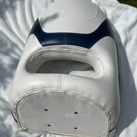 Premium Captain's Bucket Seat white/blue for Cruiser with Removable seat pad