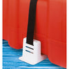 White fixing kit with brackets and belts