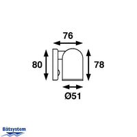 BatSystem Tube Chrome Reading Lamp Classic 9405C  MR11 LED dimensions